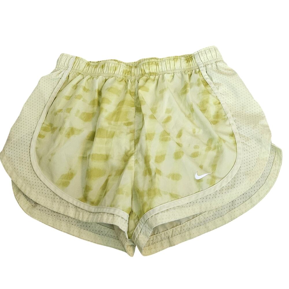 Nike Dri-FIT Athletic Shorts Yellow Tie-Dye Elastic Waist Lightweight M